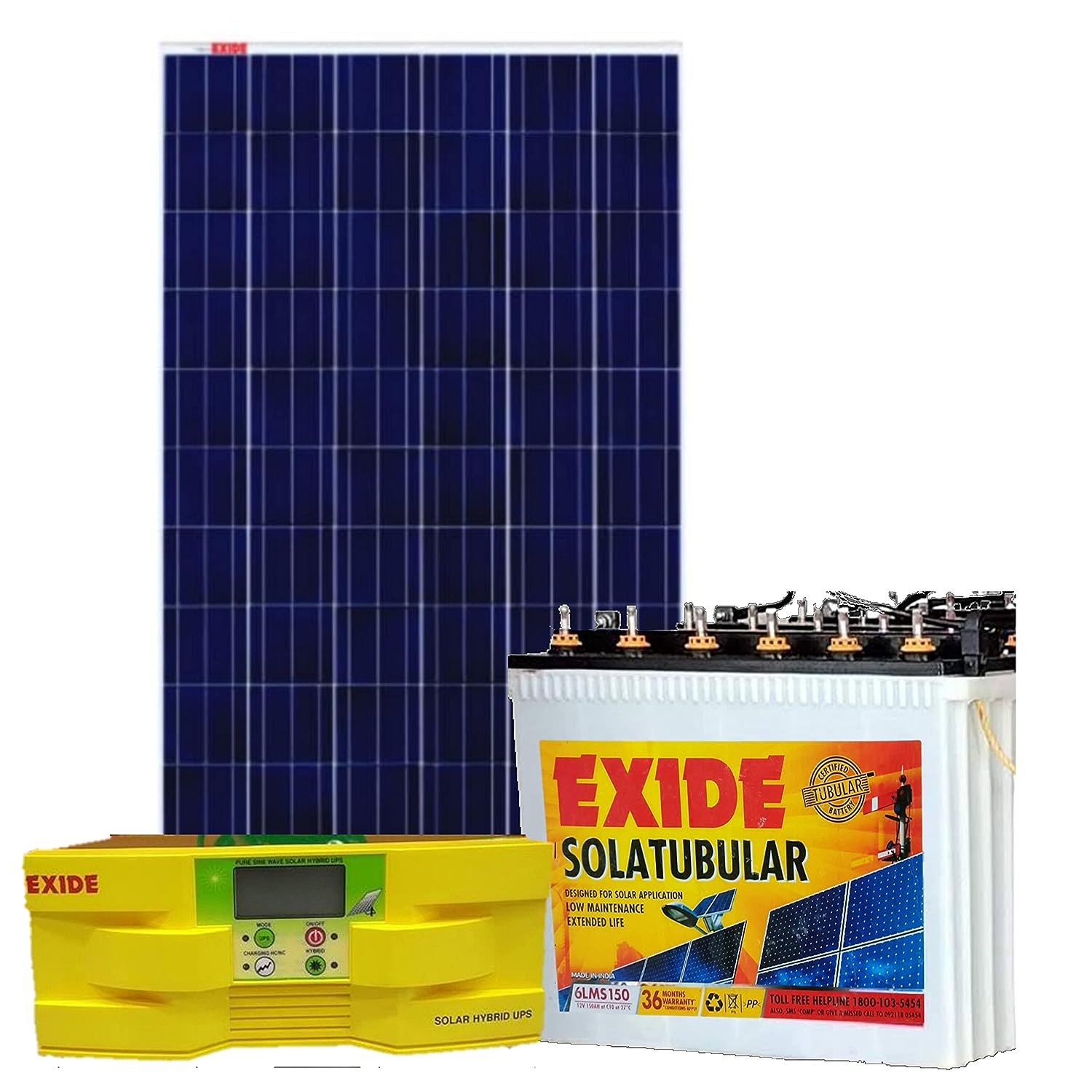 Exide Solar Panel Inverter Battery Combo Offer (Panel 160 Watt+900VA Solar  PCU+150AH SOLATUBULAR 6LMS150 36M) – SheikhGroup